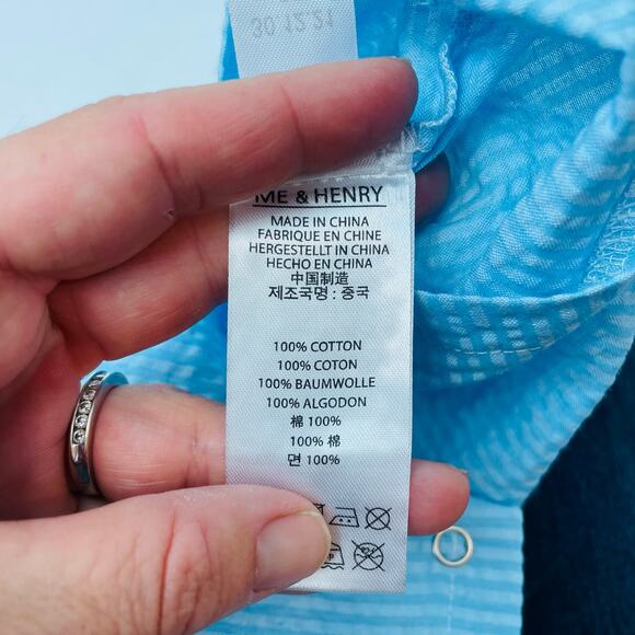 NWT Me & Henry 3/6M Sky Blue Seersucker Gossan Playsuit Romper - Picture 5 of 5